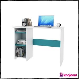 Woodbuzz Engineered Wood Study Table (Frosty White and Ocean Green)